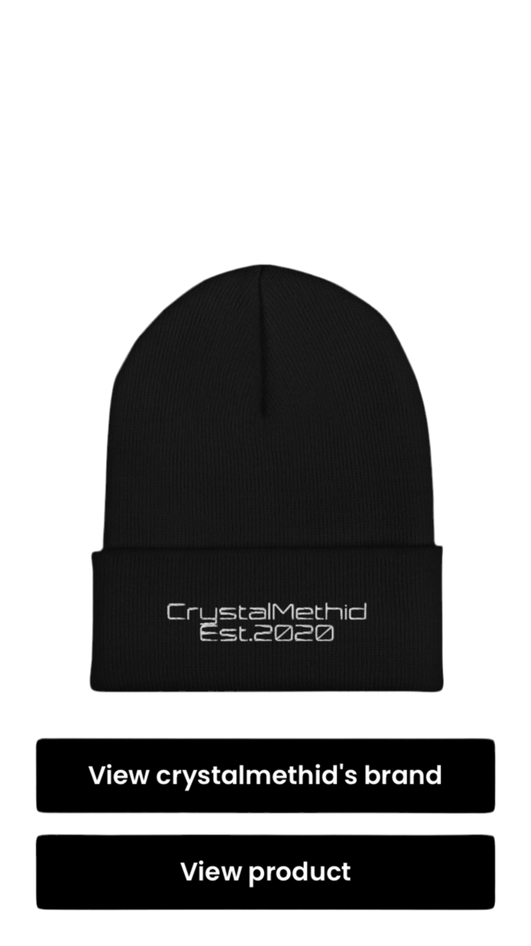 Custom: CrystalMethid Est.2020 Beanie in black